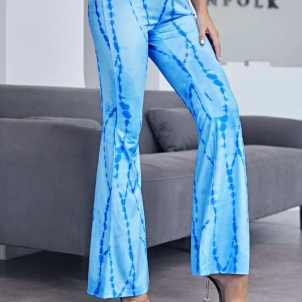 Blue/White Tie Dye Flare Pants in M and L - Picture 3 of 3